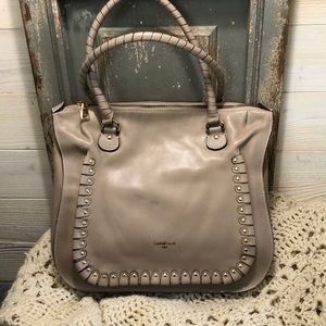 Cavalcanti Taupe Shoulder Bag with Stud Trim